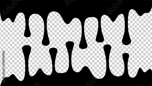 Wavy black ink illustration. Black ink drip illustration. Abstract black ink drip on transparent background. Black ink splash illustration. Stylish dripping ink effect illustration