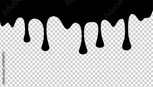 Wavy black ink illustration. Black ink drip illustration. Abstract black ink drip on transparent background. Black ink splash illustration. Stylish dripping ink effect illustration
