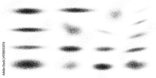 Black stipple dot grain texture for shadow or grunge effect. Abstract noise elements for graphic design. Halftone distress texture for overlay.