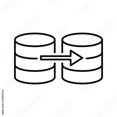Database icon showing data transfer between two servers or storage units