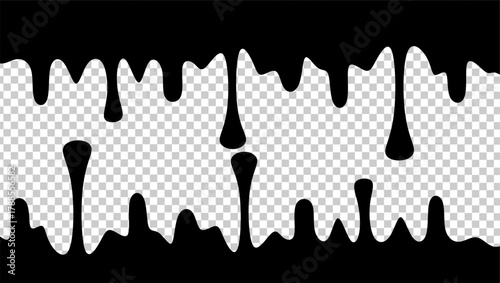 Wavy black ink illustration. Black ink drip illustration. Abstract black ink drip on transparent background. Black ink splash illustration. Stylish dripping ink effect illustration