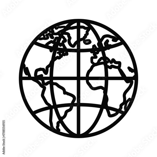 Globe with continents and meridians