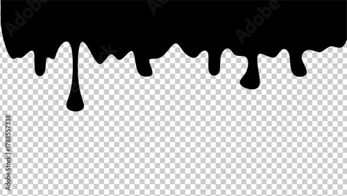 Wavy black ink illustration. Black ink drip illustration. Abstract black ink drip on transparent background. Black ink splash illustration. Stylish dripping ink effect illustration