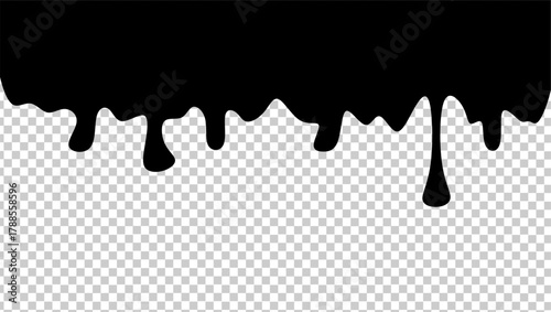 Wavy black ink illustration. Black ink drip illustration. Abstract black ink drip on transparent background. Black ink splash illustration. Stylish dripping ink effect illustration
