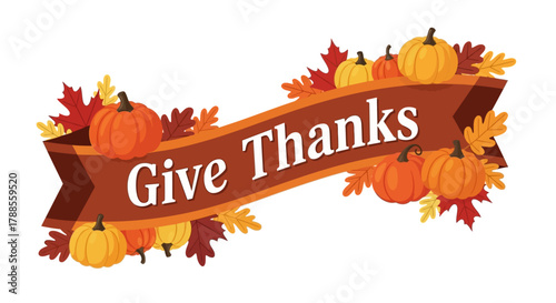 Thanksgiving Banner with Pumpkins and Fall Leaves american football