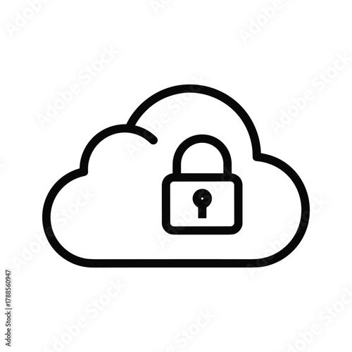 Cloud icon with a padlock representing cloud security and data protection