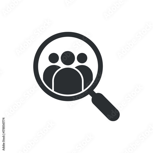 Magnifying Glass and Group of People Represents Recruitment and Job Search With Transparent Background