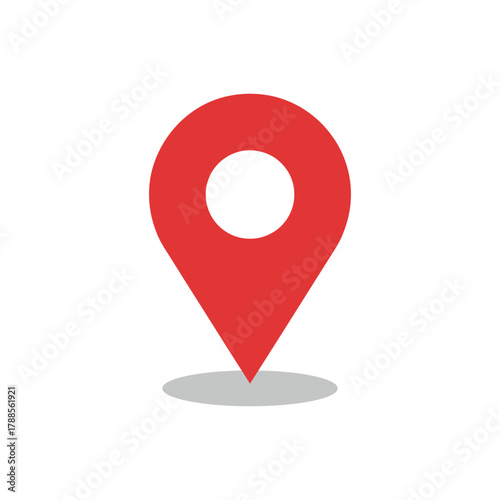 Red map pin icon location pointer symbol sign gps navigation isolated high quality vector clean composition professional minimal