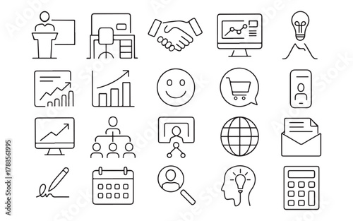 Set of business icons in modern line style
