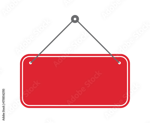 Blank signboard vector illustration hanging with rope on white background for business advertising store showing working status or title