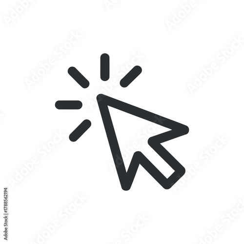 Mouse pointer icon indicates click and select online computer function with minimal black and white design in high quality vector graphic