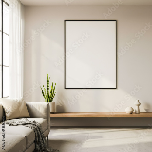 Wallpaper Mural living room with blank poster mockup Torontodigital.ca