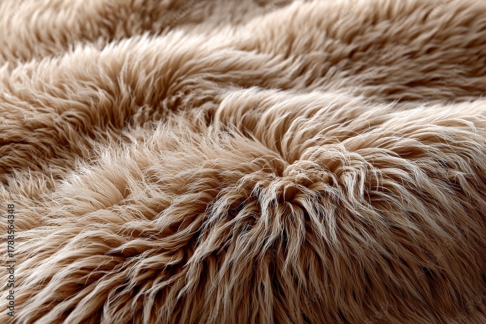 Fototapeta premium Soft natural fur texture in warm beige tones showcasing an abstract pattern