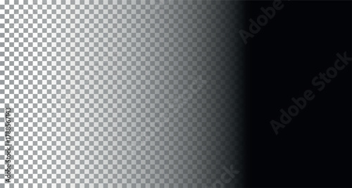 Vertical gradient from black color to transparency. Vector overlay effect of fade dark shadow.