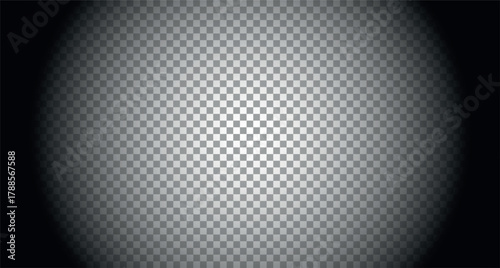 Round black shadow with overlay effect. Vector fade gradient vignette isolated on transparent backdrop