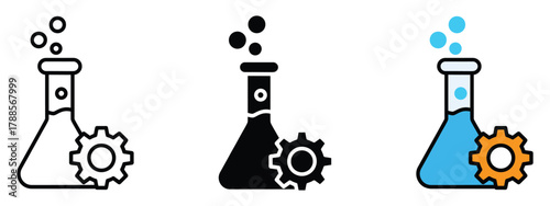 Bioengineering icon vector. innovation, research, and development, laboratory test, chemical reaction, and mechanical engineering processes symbol. vector illustration.