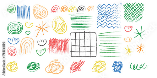 Chalk crosshatch textured doodle shapes icon vector. Oil pastel smears, scrawls, scratches symbol. vector illustration.