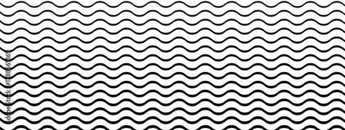 Gradient pattern with wavy lines and thickness fade. Monochrome vector illustration with stripes gradation on white background