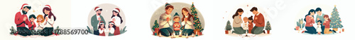 vector family praying on Christmas Eve