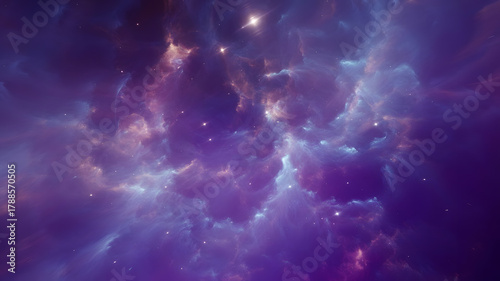 Cosmic nebula purple and blue star field abstract background image