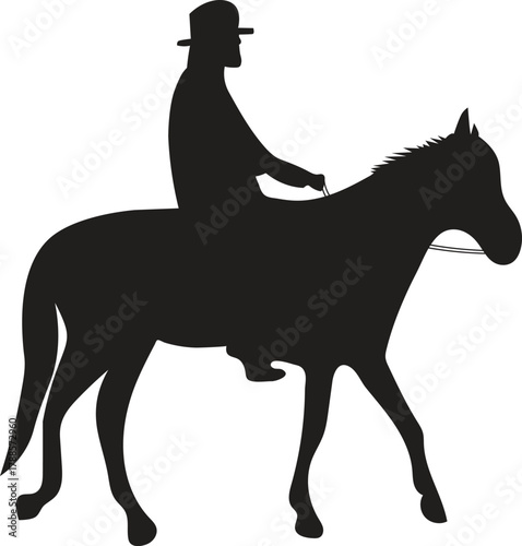 Vector Illustration of Man Riding Horse – Black and White Equestrian Graphic