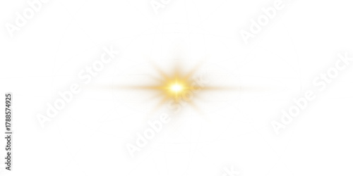 Png white star light, sparkle. Yellow light effect. Shining light with yellow gold color. Png spotlight spark.Vector transparent sunlight special lens flare light effect