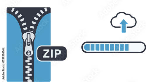 Digital File Zipping and Cloud Uploading Process with Progress Bar