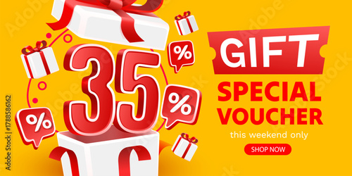 Exciting 35 off gift voucher banner for special promotion.