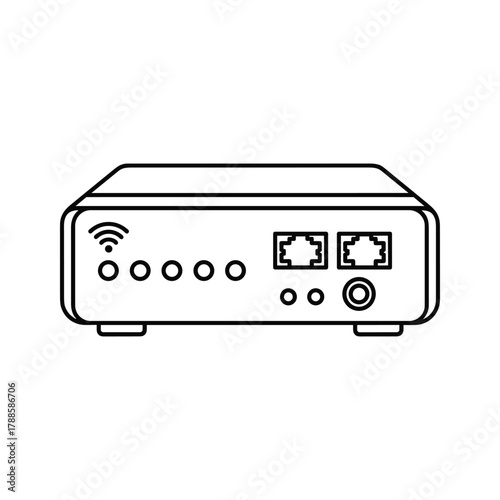 Network router with wifi symbol and ethernet ports