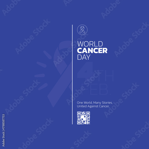 World cancer day awareness campaign graphic with a ribbon.