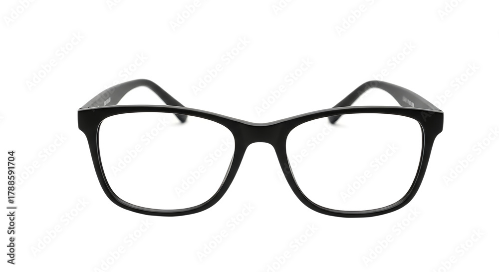 Fototapeta premium Black Rectangular Frame Eyeglasses, Clear Lenses spectacles, isolated on white or transparent background, AI