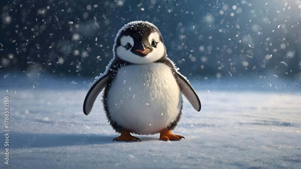 Fototapeta premium penguin on snow