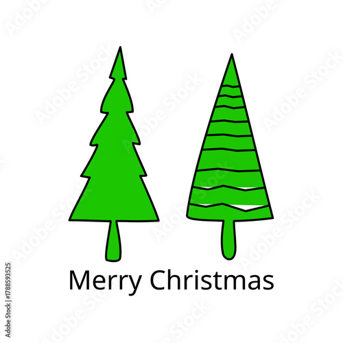 Simple two green christmas tree illustration with festive wishes.