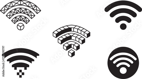 Wireless network connectivity icons set wifi signal symbols connection illustration