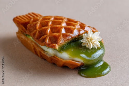 Fish-Shaped Pastry with Cream and Green Matcha Filling