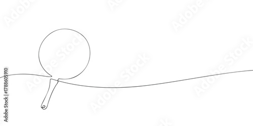 Continuous one line drawing of a frying pan. Minimal vector outline illustration of kitchen cookware utensil for cooking design, poster, or template with copy space