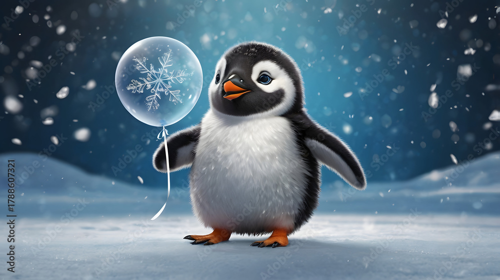 Fototapeta premium penguin on the snow