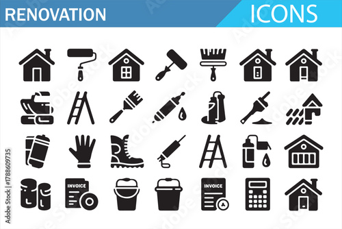 Construction and maintenance tool icons for builders and contractors