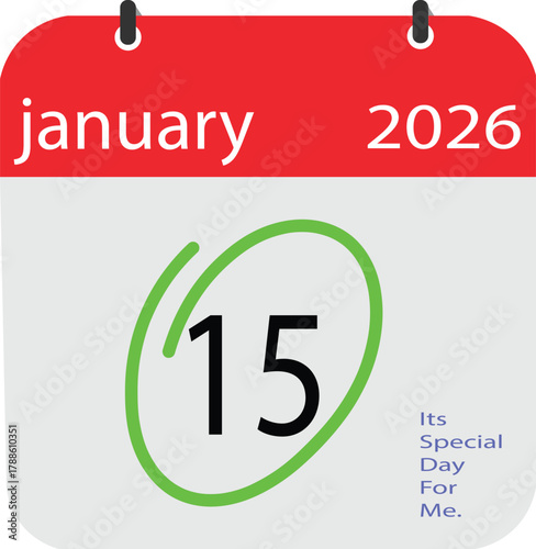 January 15 2026 calendar page marked with a green circle and special day reminder.