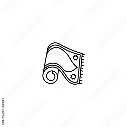 Religious Prayer Mat Icons in Outline and Solid Black Vector Style