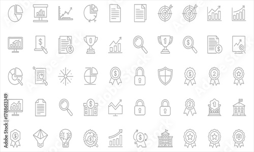 Business and Finance Icons A Comprehensive Collection of Growth, Analytics, and Security Symbols