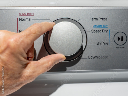 Laundry drying machine controls close up