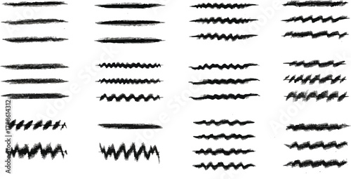 Grunge Textured Brush Strokes Set, Ink Splatter Lines with Transparent Background