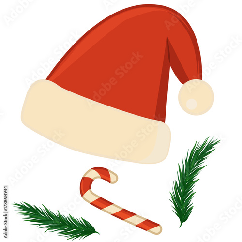  Santa Claus hat and holiday candy