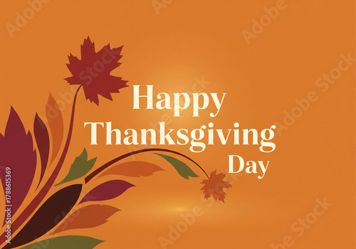  Happy Thanksgiving day banner with leaves