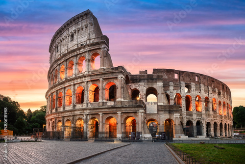 Colosseum in Rome, Italy, in dramatic sunrise light