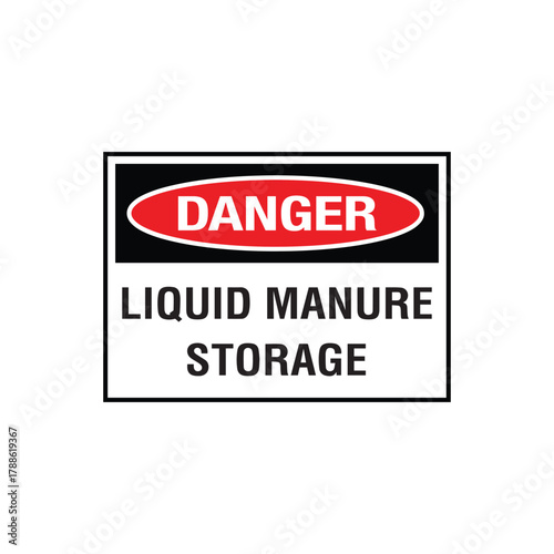 Danger Liquid Manure Storage Sign: Mandatory Warning Banner for Biohazard and Gas Risk