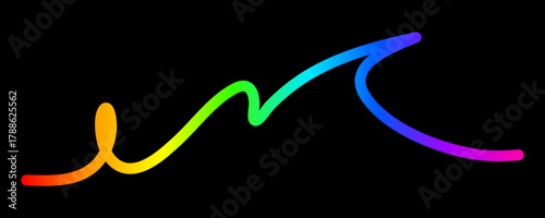 Abstract rainbow gradient line art on black background