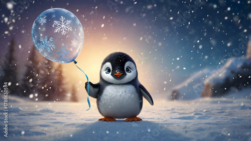 penguin on snow