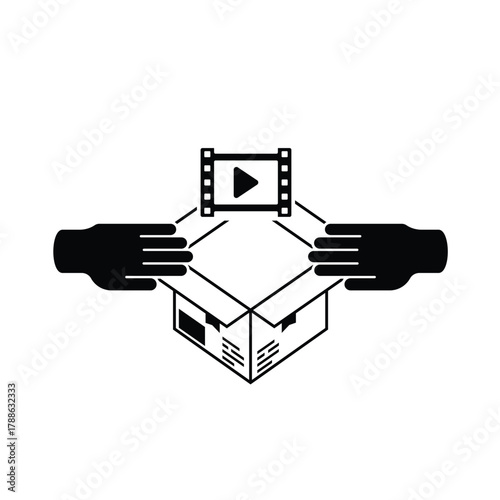 This unboxing package icon perfectly represents the excitement and process of opening a new delivery. Designed in a clean, minimalist silhouette style.